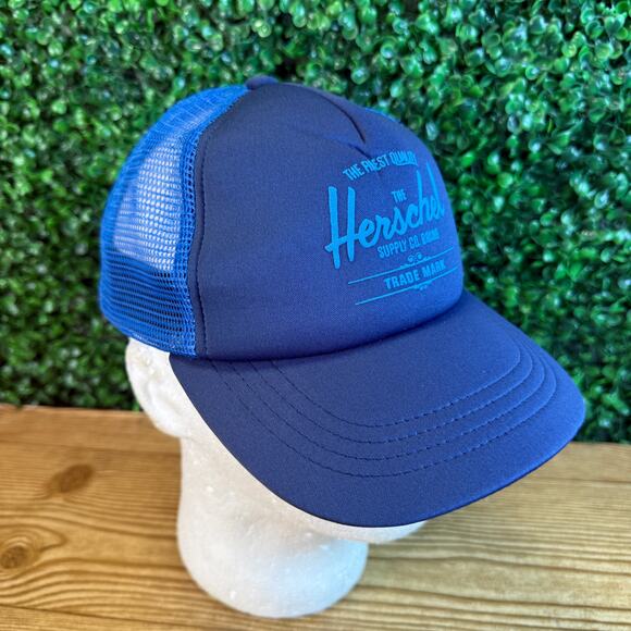 Herschel Blue Trucker Hat Adult Blue Cap Adjustable Hat - Picture 4 of 6